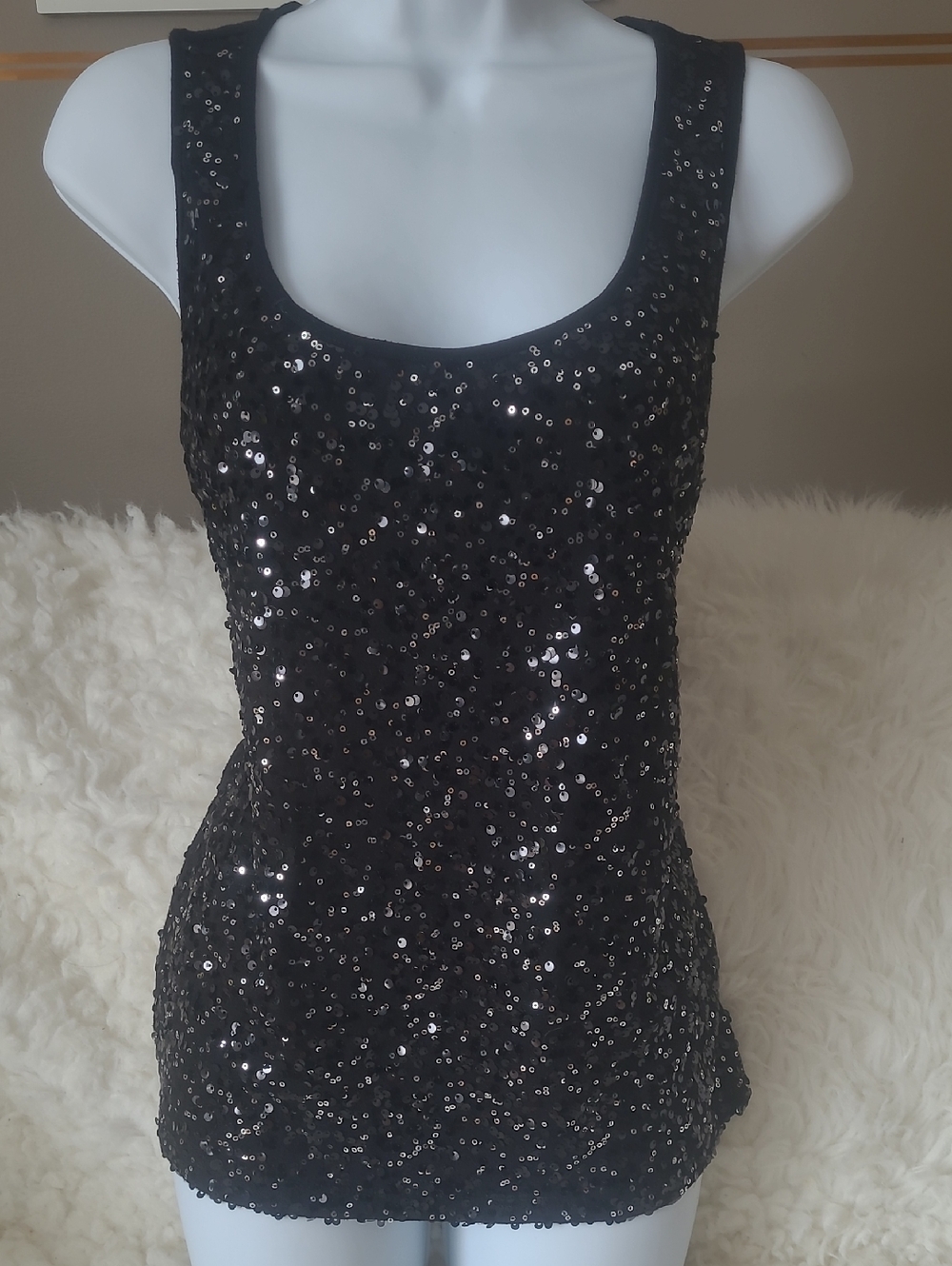 Jessica Black Sequin Tank Top